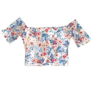 VINTAGE HOLLISTER OFF THE SHOULDER FLORAL CROP TOP